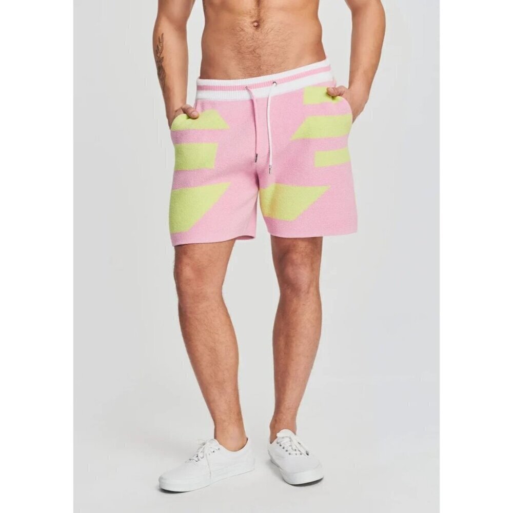 SER.O.YA Zeppelin Shorts in Stripe Pink & Green Medium New Mens Teddy